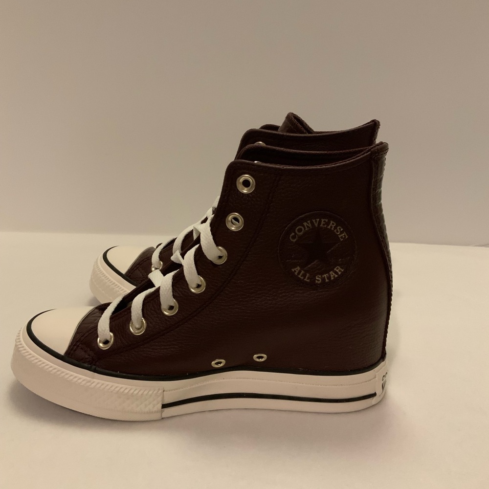 Converse Women's Leather High-Top Sneakers - Embossed Trim Dark Brown
